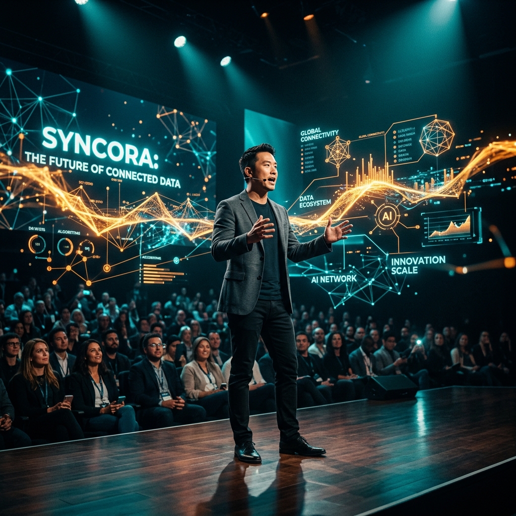 Startup Founder Pitching on Stage