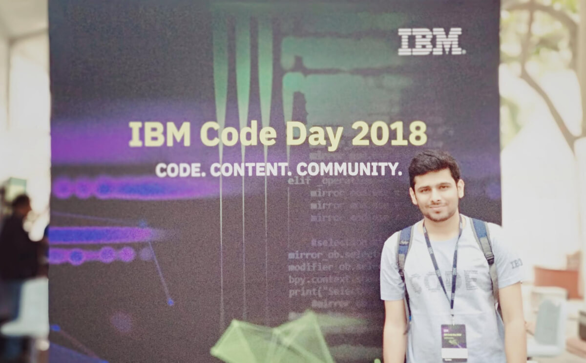 Ritwik Joshi presenting at IBM Code Day Hyderabad