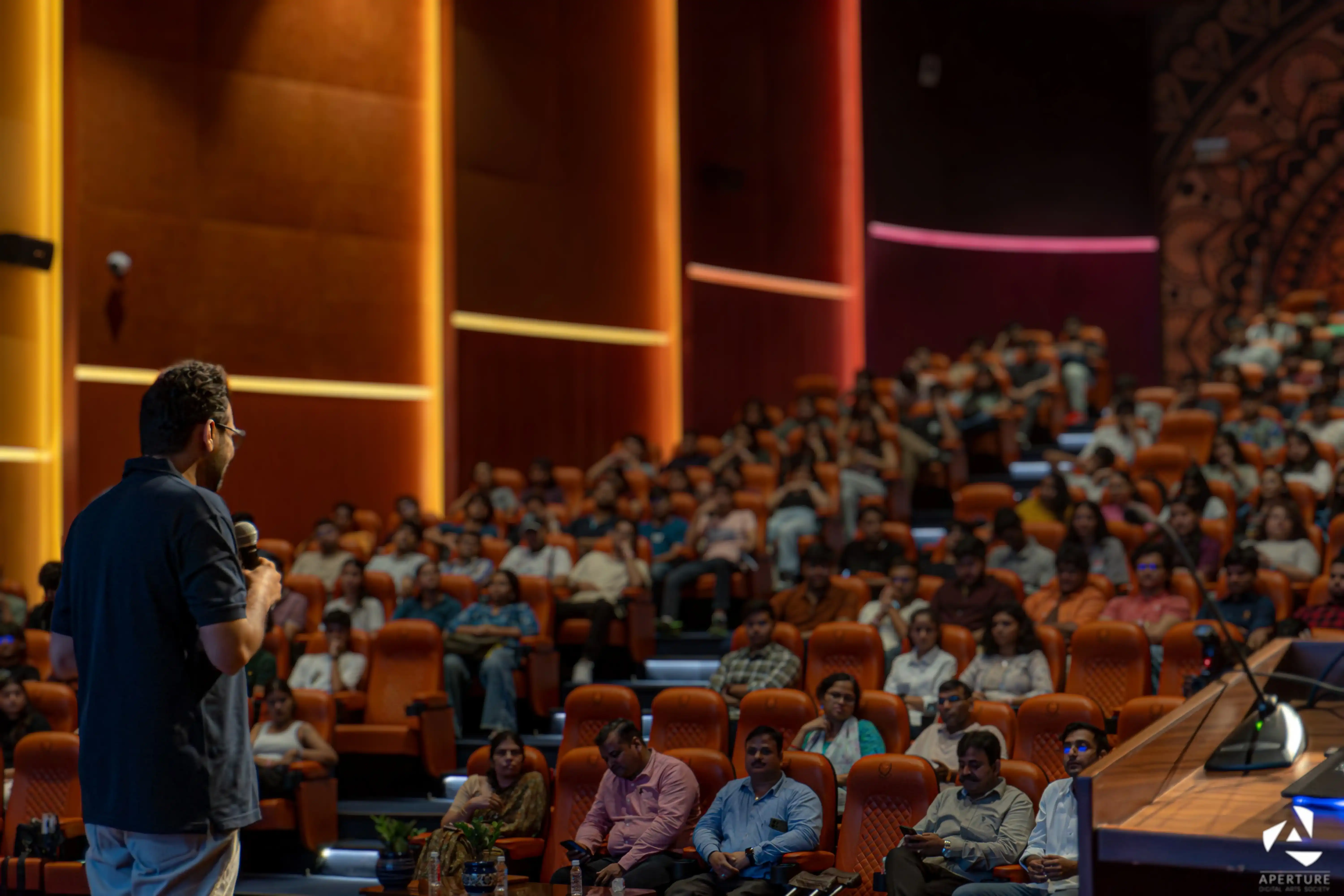 Ritwik Joshi engaging the audience at Manipal University on the topic of AI entrepreneurship.