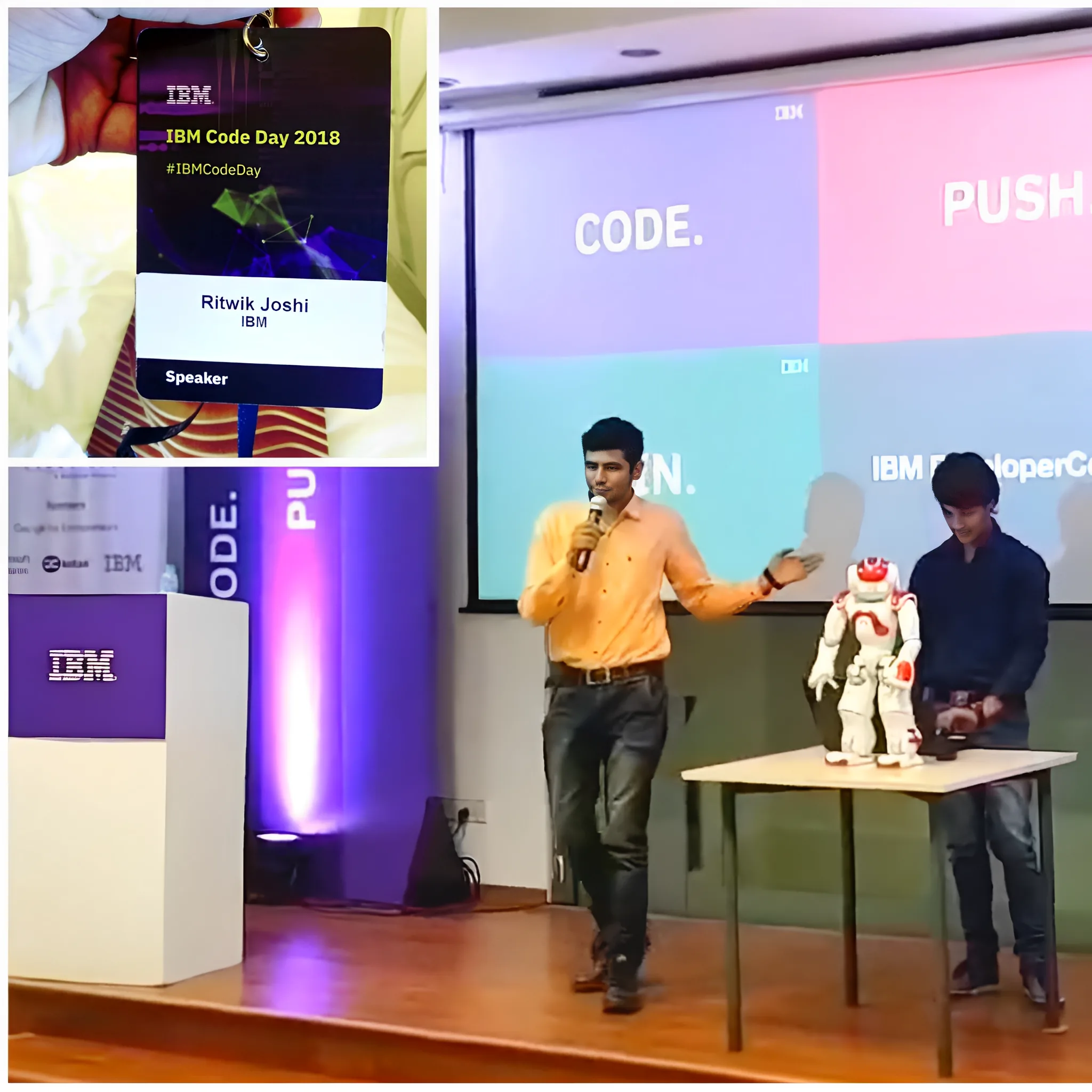 Ritwik Joshi delivering an AI and Deep-Tech keynote address at the IBM Developer Connect conference.