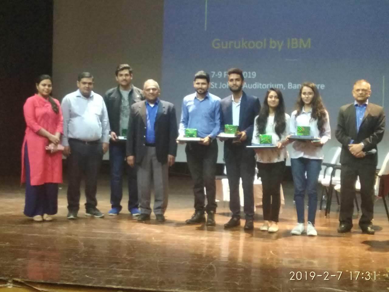 Ritwik Joshi and team winning award at IBM Gurukool